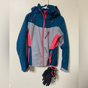 Women’s Roxy Waterproof Snow Jacket and Gloves